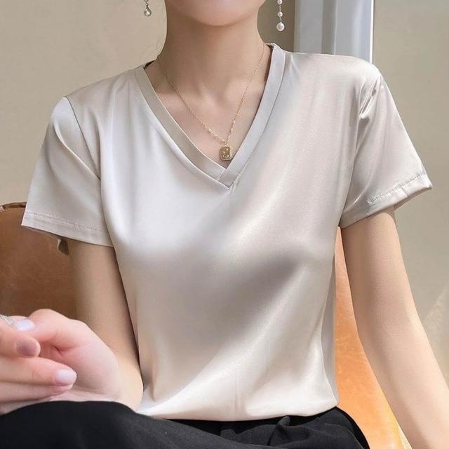 【巴黎精品】現貨限搶 頂級法式絲質上衣緞面背心名媛絲綢冰絲襯衫天絲無袖女T恤(純色3款a1iz25 C)