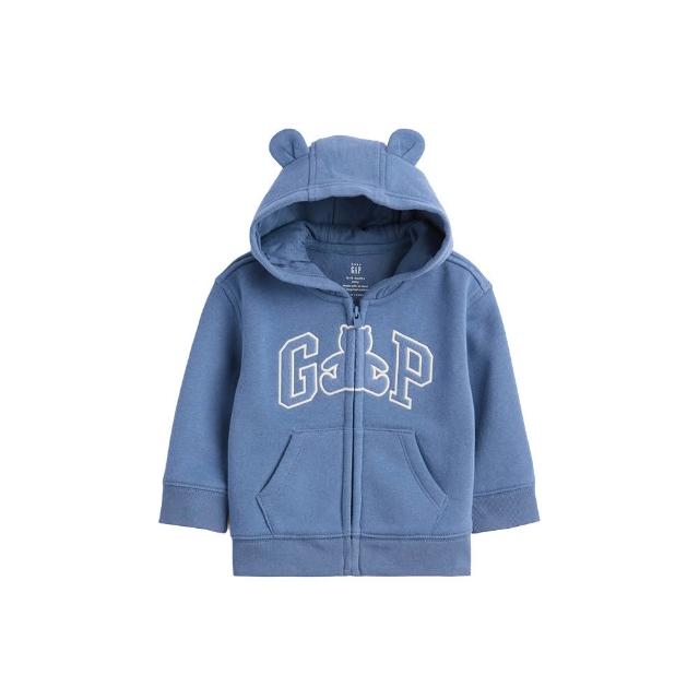 【GAP】嬰兒VintageSoft布萊納小熊Gap Logo拉鍊連帽運動衫-多色任選(910784)