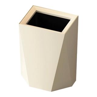 【佳美多】垃圾桶 15L 奶油白金屬烤漆外桶  PP內桶分離式 簡約幾何造型 家用客廳 臥室廚房收納垃圾桶Z
