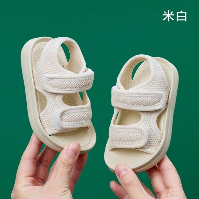 【橘魔法】素色網布露趾涼鞋 兒童 女童 男童 大童 童鞋 鞋子 防水 沙灘鞋 速乾 快乾 海邊