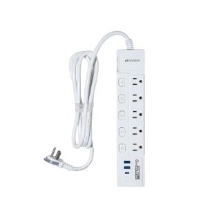 【SANSUI 山水】MIT台灣製造 1.8M/6尺按壓式6開5插氮化鎵PA-37W506 快充延長線 延長線 1.8米 國家安規認證