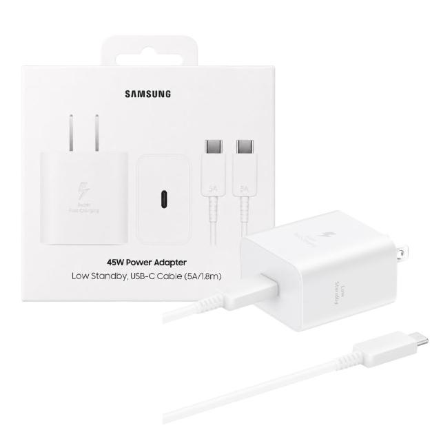 【Samsung 三星】原廠新款 45W 快充旅充組 Type C -白 內附5A/1.8m快充線（EP-T4511）