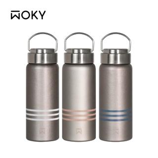 【WOKY 沃廚】Ti純鈦提手保溫瓶500ml(鈦杯/隨行杯/飲料杯/保溫杯/保溫瓶)