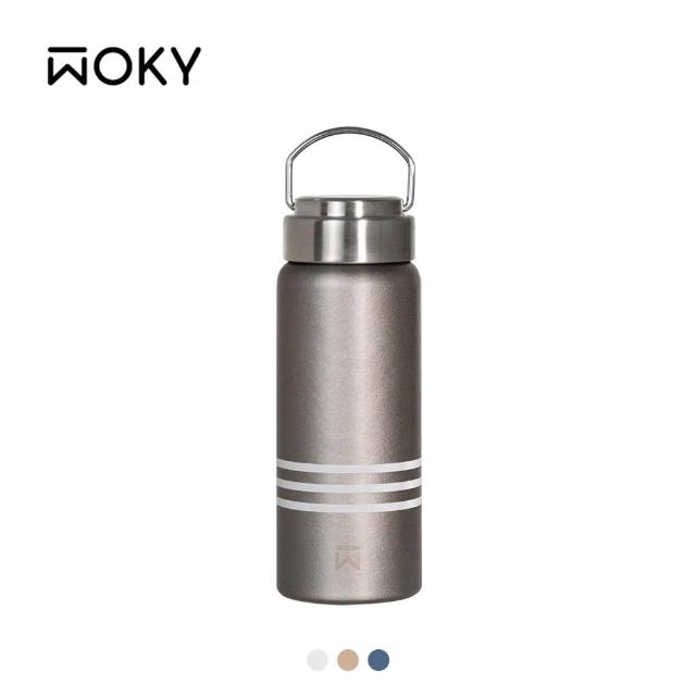 【WOKY 沃廚】Ti純鈦提手保溫瓶500ml(鈦杯/隨行杯/飲料杯/保溫杯/保溫瓶)