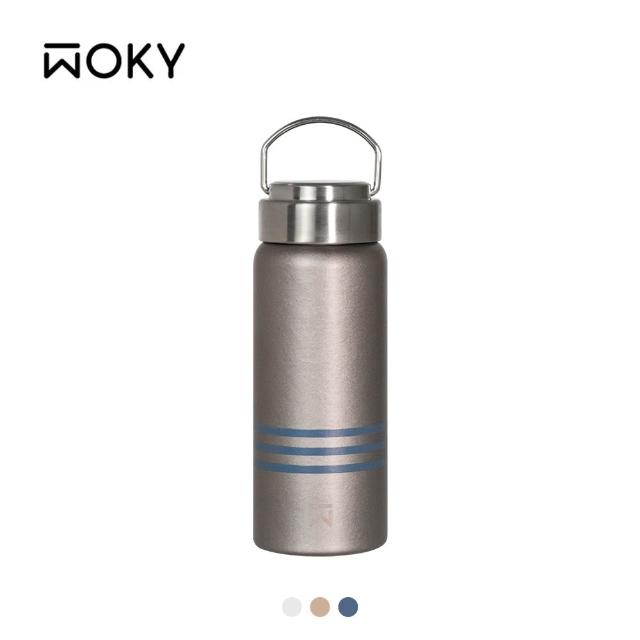 【WOKY 沃廚】Ti純鈦提手保溫瓶500ml(鈦杯/隨行杯/飲料杯/保溫杯/保溫瓶)