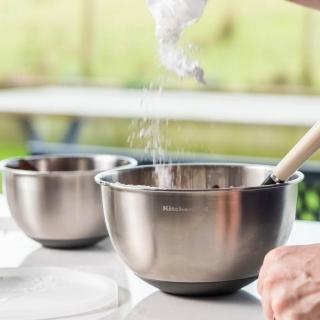 【KitchenAid】美國 附蓋不鏽鋼止滑深型打蛋盆2件 / 不鏽鋼攪拌盆 料理盆 洗滌盆 備料盆