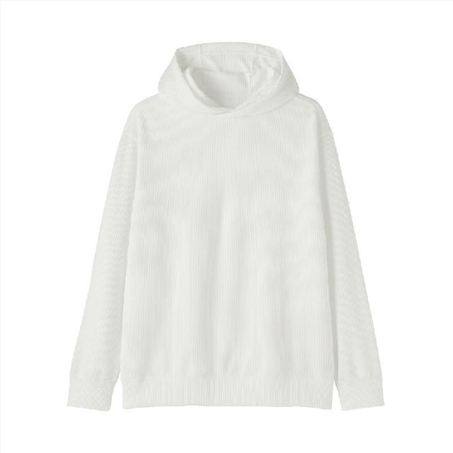 【MUJI 無印良品】男鬆餅紋連帽上衣(柔白/淺灰/黑色/深摩卡棕)