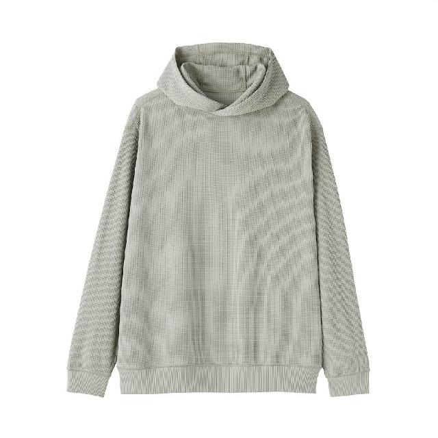 【MUJI 無印良品】男鬆餅紋連帽上衣(柔白/淺灰/黑色/深摩卡棕)