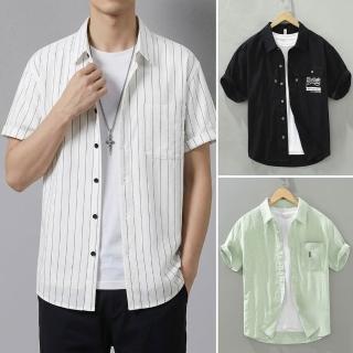 【巴黎精品】多款男短袖襯衫短袖上衣男日系寬鬆休閒襯衫男裝(夏日印花T恤簡約百搭素色春夏款n1kq95 I)