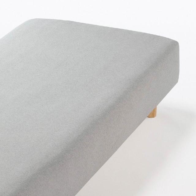 【MUJI 無印良品】棉天竺床包/Q (混灰/混米/混棕/混深藍) 成品尺寸:W155×L185×D35 cm 附鬆緊帶