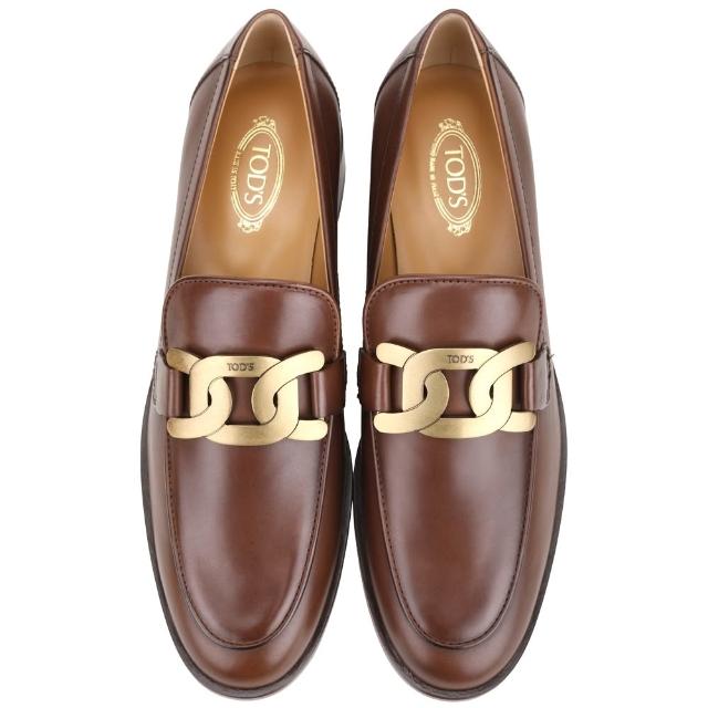 【TOD’S】TODS Kate 金屬釦飾木紋低跟小牛皮樂褔鞋-多色可選(真皮 女鞋 義大利精品)