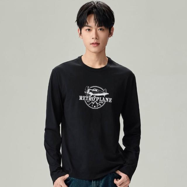 【GIORDANO 佐丹奴】男女裝純棉印花長袖T恤(多色任選)