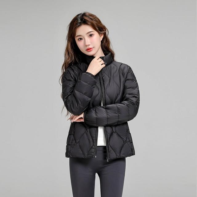 【巴黎精品】買一送一 現貨限搶 真羽絨90%白鴨絨輕羽絨外套羽絨衣保暖夾克立領連帽女外套2款a1hd10