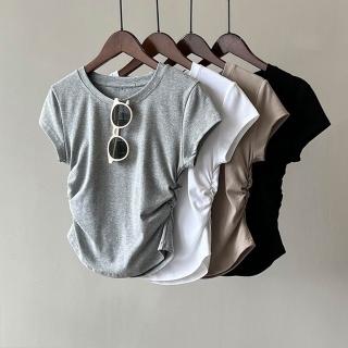 【D.studio】韓版顯瘦收腰短版上衣 衣服 女裝 t恤 短袖t恤 上衣 T701