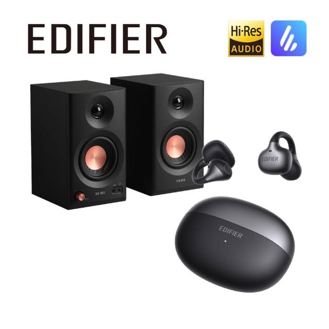 【EDIFIER】MR3 2.0 監聽喇叭 + Comfo Bass 開放式耳夾藍牙耳機（IP55 防塵防水藍牙耳機｜多點連接）