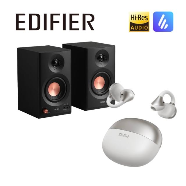 【EDIFIER】MR3 2.0 監聽喇叭 + Comfo Bass 開放式耳夾藍牙耳機（IP55 防塵防水藍牙耳機｜多點連接）