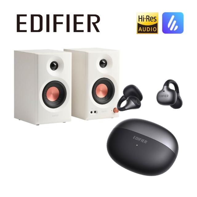 【EDIFIER】MR3 2.0 監聽喇叭 + Comfo Bass 開放式耳夾藍牙耳機（IP55 防塵防水藍牙耳機｜多點連接）