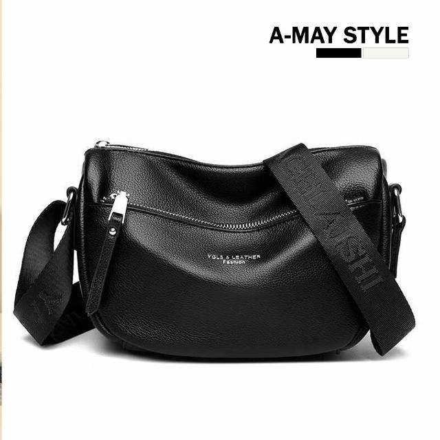 【Amay Style 艾美時尚】秋新品 女包 斜背包 肩背包 簡約牛皮腰包造型肩背胸包(2色.預購)