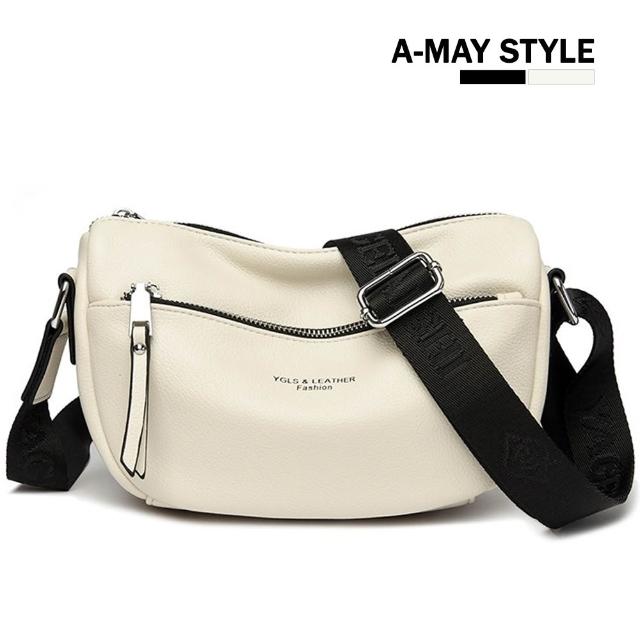 【Amay Style 艾美時尚】秋新品 女包 斜背包 肩背包 簡約牛皮腰包造型肩背胸包(2色.預購)