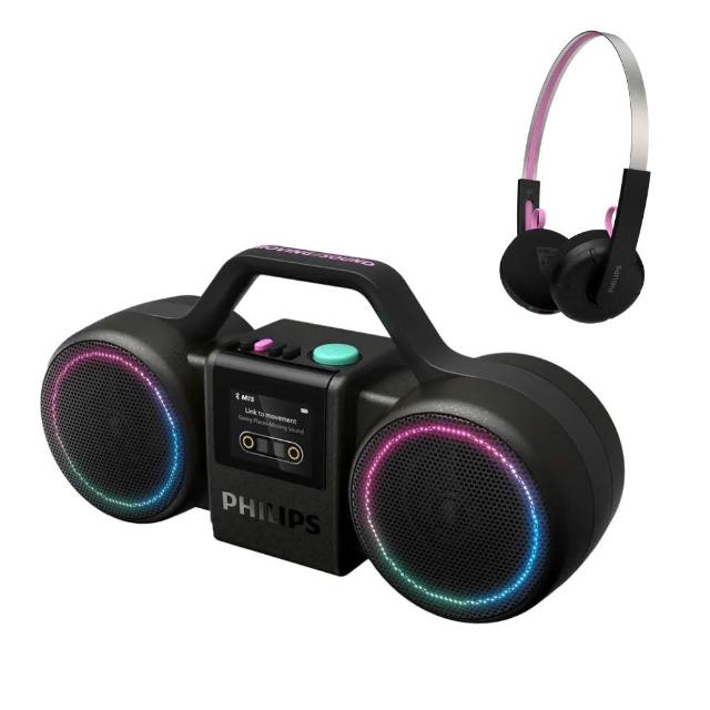 【Philips 飛利浦】Moving Sound THE ROLLER 百年限定 藍牙喇叭+耳罩式耳機 (TAMS60B+TAMS1)