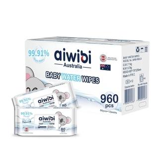 【Aiwibi 愛薇彼】EDI純水嬰兒濕紙巾 80抽x24包 箱購(敏感肌適用 無味加厚款 口手適用)