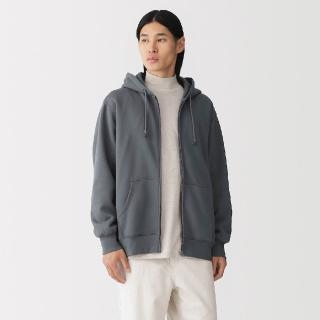 【MUJI 無印良品】男裏毛拉鍊連帽外套(灰色/墨灰/黑色/粉米/棕色)
