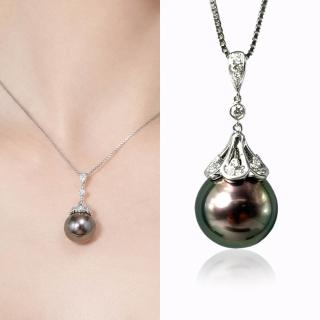 【CC Diamond】貴婦 18K鑽石 南洋大溪地 黑珍珠墜飾(12.1mm)